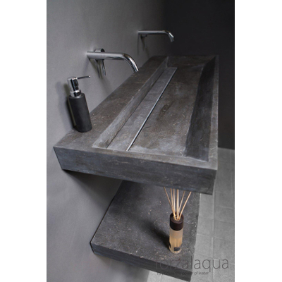 Forzalaqua Bellezza Lavabo 120.5x51.5x9cm rectangulaire 1 lavabo sans trou pour robinetterie granit adouci bleu gris